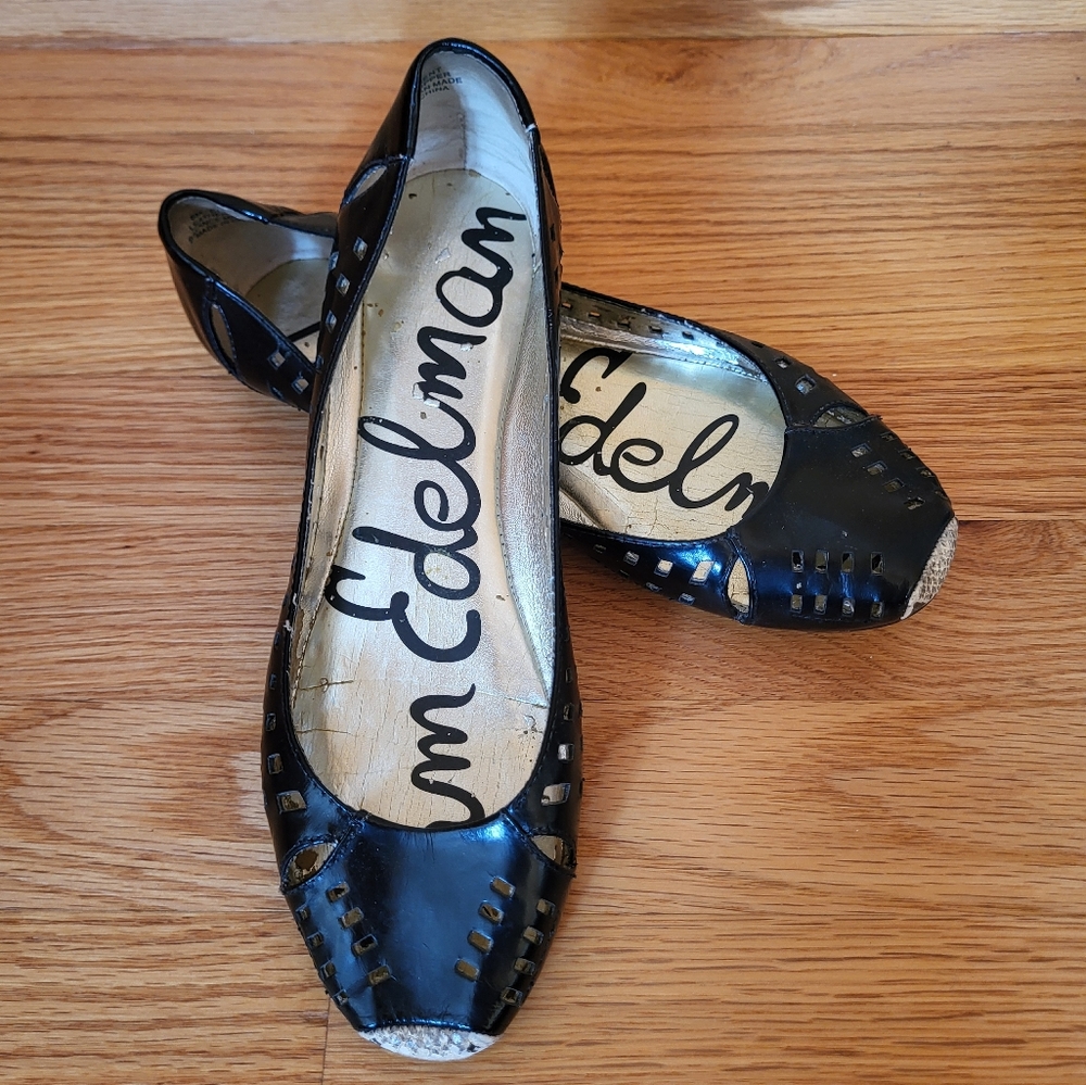 Sam Edelman Size 6 Black / Snakeskin Ballet Flat